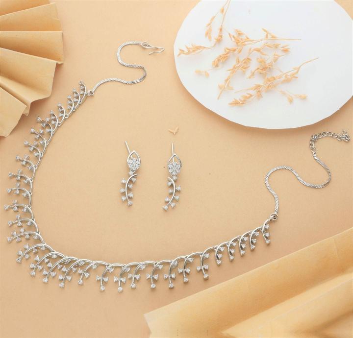 Anti tranish american diamond necklace set 910 Artificial jewellery wholesale market in Surat